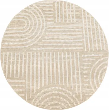 Koberec KOBEREC KULATÝ VENKOVNÍ OUTDOOR BÉŽOVÝ KRÉMOVÝ HLADKÝ NA BALKON HAGA prům. 100 cm