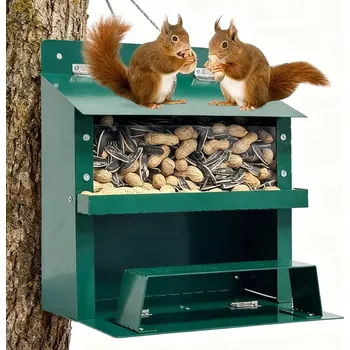 Krmítko pro ptáka ZAHRADNÍ KRMÍTKO PRO VEVERKY, KOVOVÉ, ZELENÉ, 22,5X18,5X23 CM