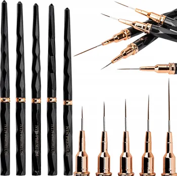 Přípravek na nehty Sada štětců na zdobení nehtů NTN Premium, černé, 5 ks