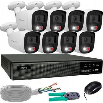 Bezpečnostní kamera Sada monitoringu 8 IP kamer 4K 8MP POE IR Mikrofon Detekce BEZ disku