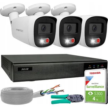 Bezpečnostní kamera Monitorovací sada 3 IP kamery 4K 8MP POE IR Mikrofon Detekce 4TB