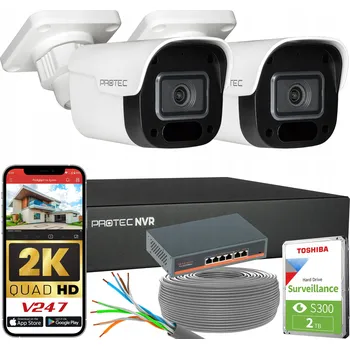 IP kamera Sada monitoringu 2 IP PoE kamery 4Mpx Switch PoE Detekce HDD 2TB