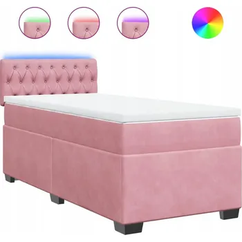 Postel Kontinentální postel s LED osvětlením, růžová, 200 x 100 x 100,5 cm