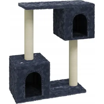 Škrabadlo pro kočky tmavě šedé 55 x 22 x 60 cm se dvěma domečky a platformami