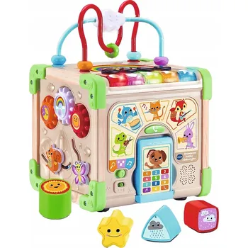 Hračka pro nejmenší VTech Dřevěná edukační kostka centrum zábavy třídič skládačka