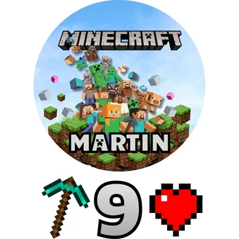 Jedlá dekorace na dort HeliumKing Jedlý personalizovaný obrázek na dort - Minecraft Fondán 0,5 mm