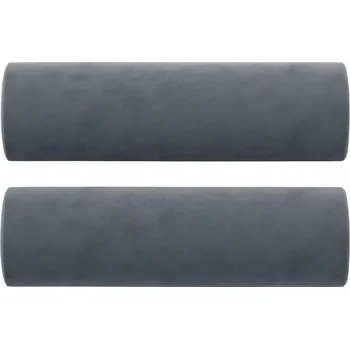 Polštář Tmavě šedé dekorativní polštáře ve tvaru váleček z aksamitu, 15 x 50 cm, 2 ks