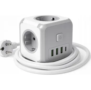 Napájecí kabel Prodlužovací Kabel přívod s lištou LEDLUX 3 m, 3 ks zásuvek, šedý