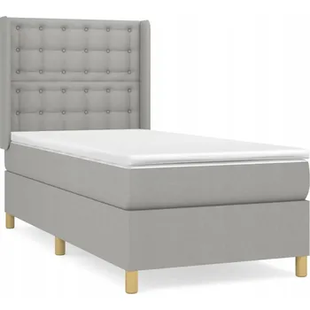 Postel Kontinentální postel světle šedá s matrací 203 x 103 x 118/128 cm