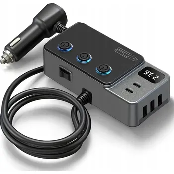 Rozdělovač AUTONABÍJEČKA ROZDVOJKA DO ZAPALOVAČE 120W 12-24V 3X USB 3.0QC USB-C