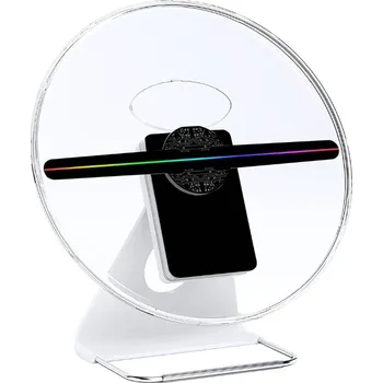 Lampička Celoplošný Stolní 3D LED Holografický Projektor Hologram s Ochranným Obalem 30cm Displej Holofan Reklamní Poutač Fan