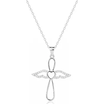 Náušnice JK Silver Řetízek s přívěskem Anděl s bílými zirkony - Stříbro 925