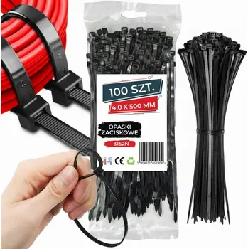 Organizace kabelů STAHovací PÁSKY 4,0x500mm 100 KS ČERNÉ STAHOVACÍ PÁSKY, PEVNÉ STAHOVACÍ PÁSKY