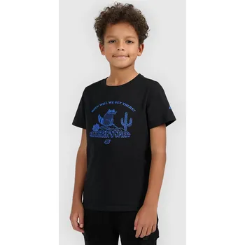 Chlapecké tričko 4F JUNIOR CHLAPECKÉ TRIČKO ČERNÉ BAVLNĚNÉ S POTISKEM 158 (12-13 let)