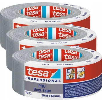 Lepicí páska TESA DUCT TAPE Stříbrná opravná páska voděodolná textilní 50 m x 50 mm x 3