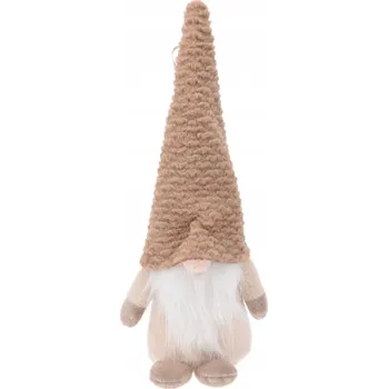 Vánoční dekorace Vánoční skřítek Pixie 10x10x32cm, vzorovaná čepice