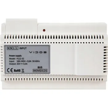Bezpečnostní kamera Napájecí zdroj Vidos P112-32 32VDC 3,5A na DIN lištu, včetně separátoru, pro 16 monitorů