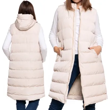 Dámská vesta Dlouhá dámská prošívaná vesta s kapucí MORAJ Vesta XL