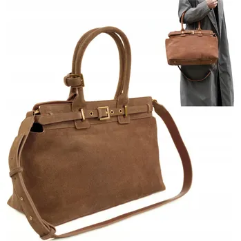 Solier kabelka z pravé semišové kůže hnědá