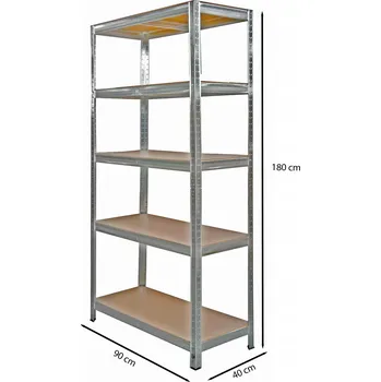 Dílenský regál Kovový regál do skladu, garáže nebo dílny, 5 polic, 180x90x40 cm, nosnost 875 kg