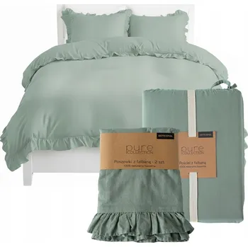 Povlečení POVLEČENÍ S VOLÁNEM BAVLNĚNÉ BOHO MINT PURE COLLECTION PREMIUM 200x220cm