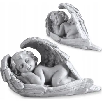 Obraz SPÍCÍ ANDÍLEK sádrová figurka SVATÉ PŘIJÍMÁNÍ dekorace DÁREK dárek šedý