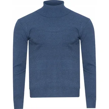 Pánský svetr PÁNSKÝ SVETR ROLÁK - S8526 GRANATOWY MELANŻ elegantní bavlněný klasický