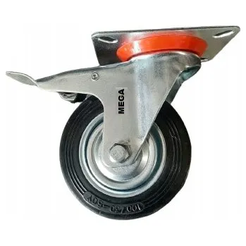 Pojezdové kolečko NOVÁ otočná kolečka 100 mm s brzdou, KOVOVÁ - GUMOVÁ, pro vozíky