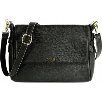 Kabelka Solier kabelka přes rameno přírodní kůže černá