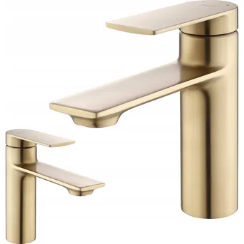 Vodovodní baterie REA UMYVADLOVÁ BATERIE STORM ZLATÁ BROUŠENÁ NÍZKÁ