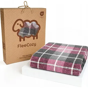 deka Jemná vlněná deka 140x200 cm s třásněmi - růžová šachovnice