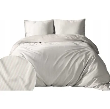 Povlečení Detexpol Povlečení damaškové jednobarevné proužkované Pure krémové 180x200cm