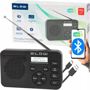 Radiopřijímač KUCHYŇSKÉ RÁDIO LCD S DAB+, BLUETOOTH, FM A NAPÁJENÍM ZE SÍTĚ/BATERIE + ANTÉNA BLOW RK4