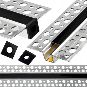 LED osvětlení HLINÍKOVÝ LED PROFIL DO SÁDROKARTONU 2M ČERNÝ Pro LED Pásky 10mm