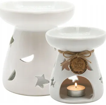Aroma lampa BIAŁY Aromalampa CERAMICZNY Keramický aromalampa s motivem hvězd a měsíce, na Vosk a vonné oleje