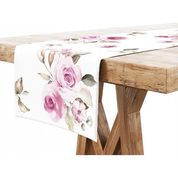 ubrus Běhoun na stůl bílý, odstíny růžové, vícebarevný 240 x 40 cm