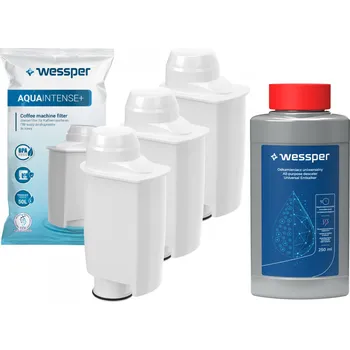 Filtr do kávovaru 3x vodní filtr Wessper AquaIntense+ pro kávovary Saeco Philips + odvápňovač