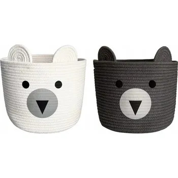 Úložný box BIGEPIGE Bavlněný koš na hračky pro děti šedý bílý 2 ks