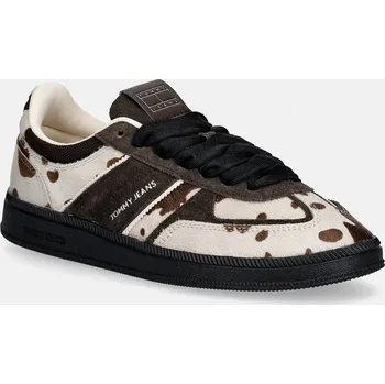 Pánské tenisky Kožené tenisky Tommy Jeans THE GREENWICH EDGE CALF HAIR EN0EN03007 hnědá 89X, EUR 40
