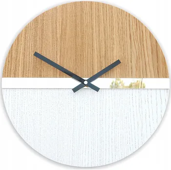 Hodiny Nástěnné Hodiny Dřevěné Dubové Akrylové Dřevo Pásek Zrcadlo 33cm Kulatý