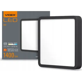 Stropní přisazené LED svítidlo Videx 18 W 19x19 cm černé