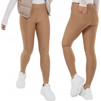 Dámské legíny Dámské legíny push up s kapsami béžové UY2734 - L