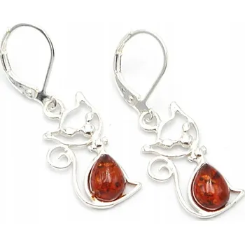 Náušnice STŘÍBRNÉ NÁUŠNICE S PŘÍRODNÍM JANTAROM