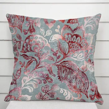 Povlak na polštářek Sametový povlak na polštář Tamara TMR-054 Abstraktní vínové květy na šedozeleném 30 x 50 cm