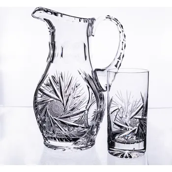 Sklenice BOHEMIA CRYSTAL Sada na vodu, pivo, limonádu Bohemia Crystal džbán a 6 sklenic - brus Větrník