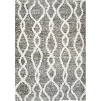 Koberec 120x170 cm ŠEDÝ KRÉMOVÝ KOBEREC SHAGGY ETNO ZIG ZAG