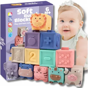 ostatní stavebnice Měkké kreativní senzorické stavebnice pro miminka a děti, s funkcí kousátka