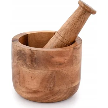 Kuchyňský mlýnek SAMHITA Akátový mlýnek s paličkou (moždíř) na bylinky, česnek a ořechy