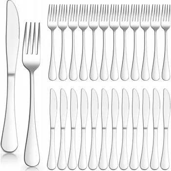Příbor HEROGO Sada Příborů 24 Dílná Nerezová Ocel Pro 6 Osob Stříbrná
