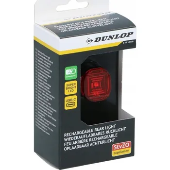 Cyklosvítilna ZADNÍ SVĚTLO NA KOLO LED USB-C DUNLOP, splňuje normu StVZO